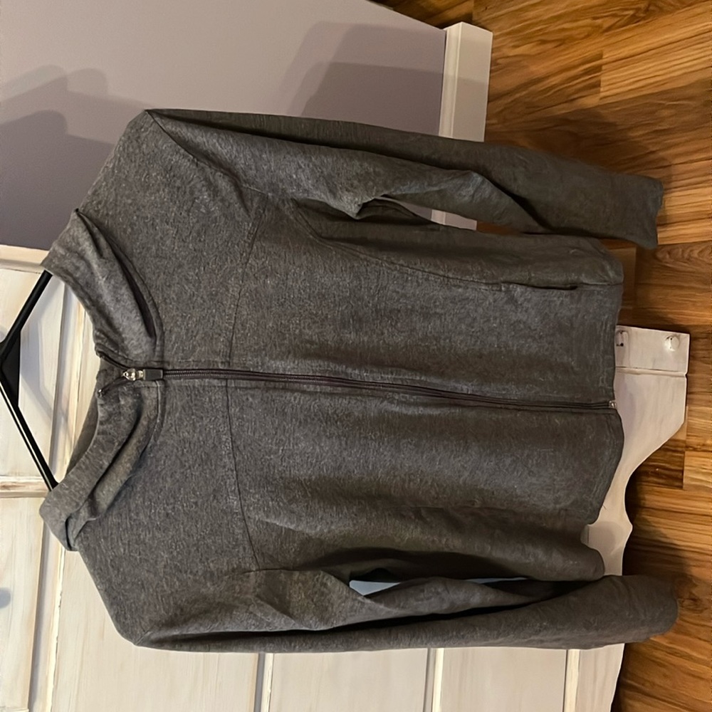 Grey zip up Danskin poly cotton light jacket